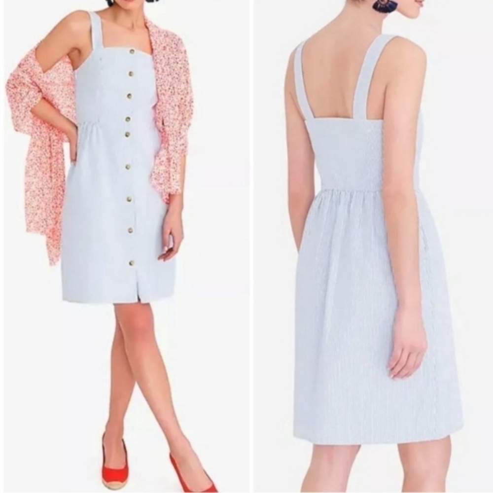J. Crew Seersucker Button Front Dress L6977 size 14 NWT